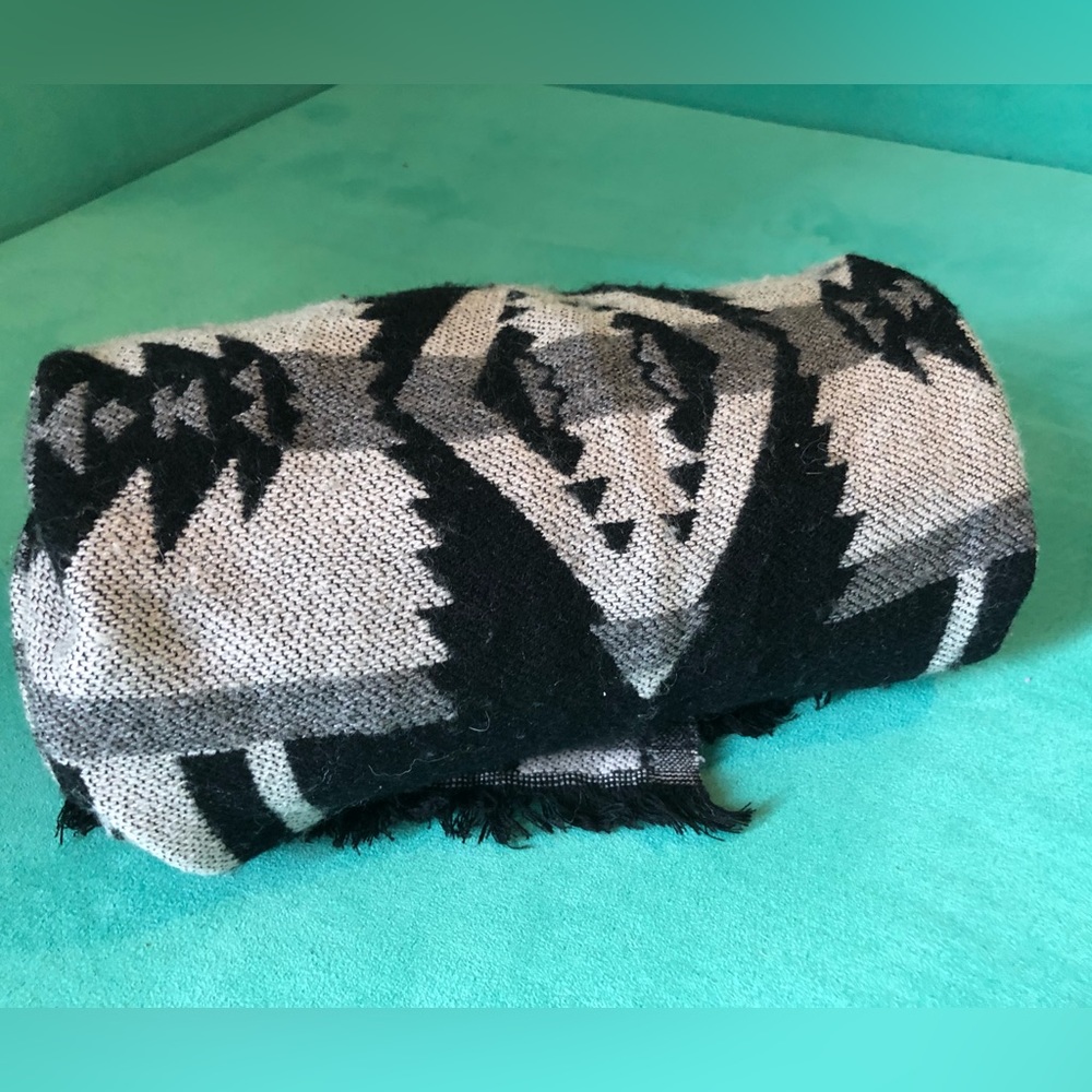 Large black and gray Pendleton style scarf